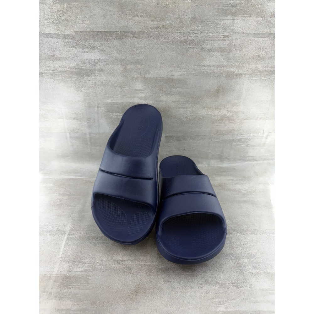 OOFOS OOahh Slide Sandals Navy Blue Recovery Footwear M5 W7 EU 38